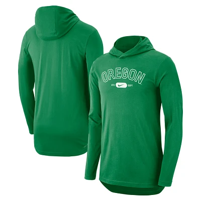 Men's Nike Green Oregon Ducks Campus Performance Tri-Blend Long Sleeve Hoodie T-Shirt