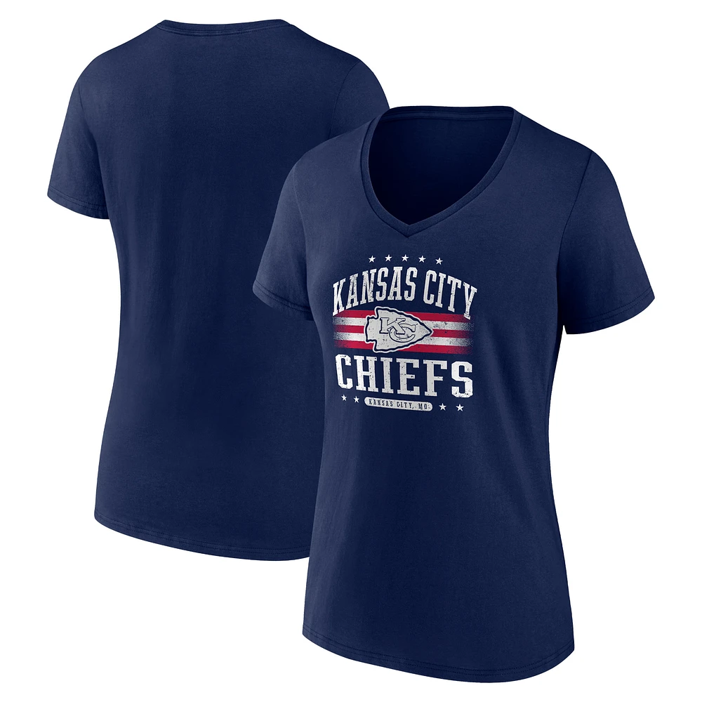 Women's Fanatics Navy Kansas City Chiefs Americana V-Neck T-Shirt