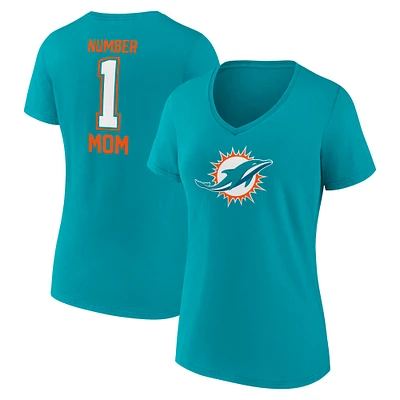 Women's Fanatics Aqua Miami Dolphins Mother's Day V-Neck T-Shirt