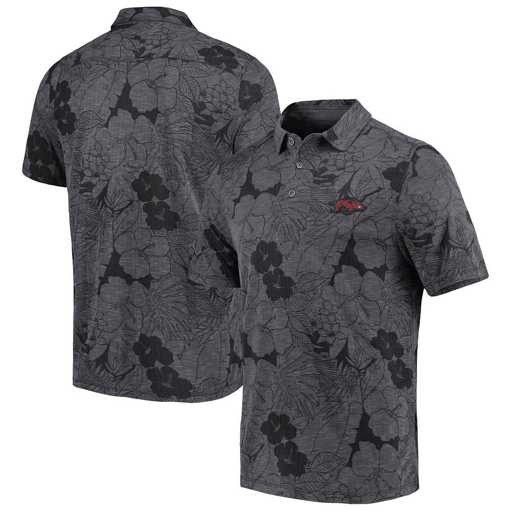 Men's Tommy Bahama Charcoal Arkansas Razorbacks Miramar Blooms Polo