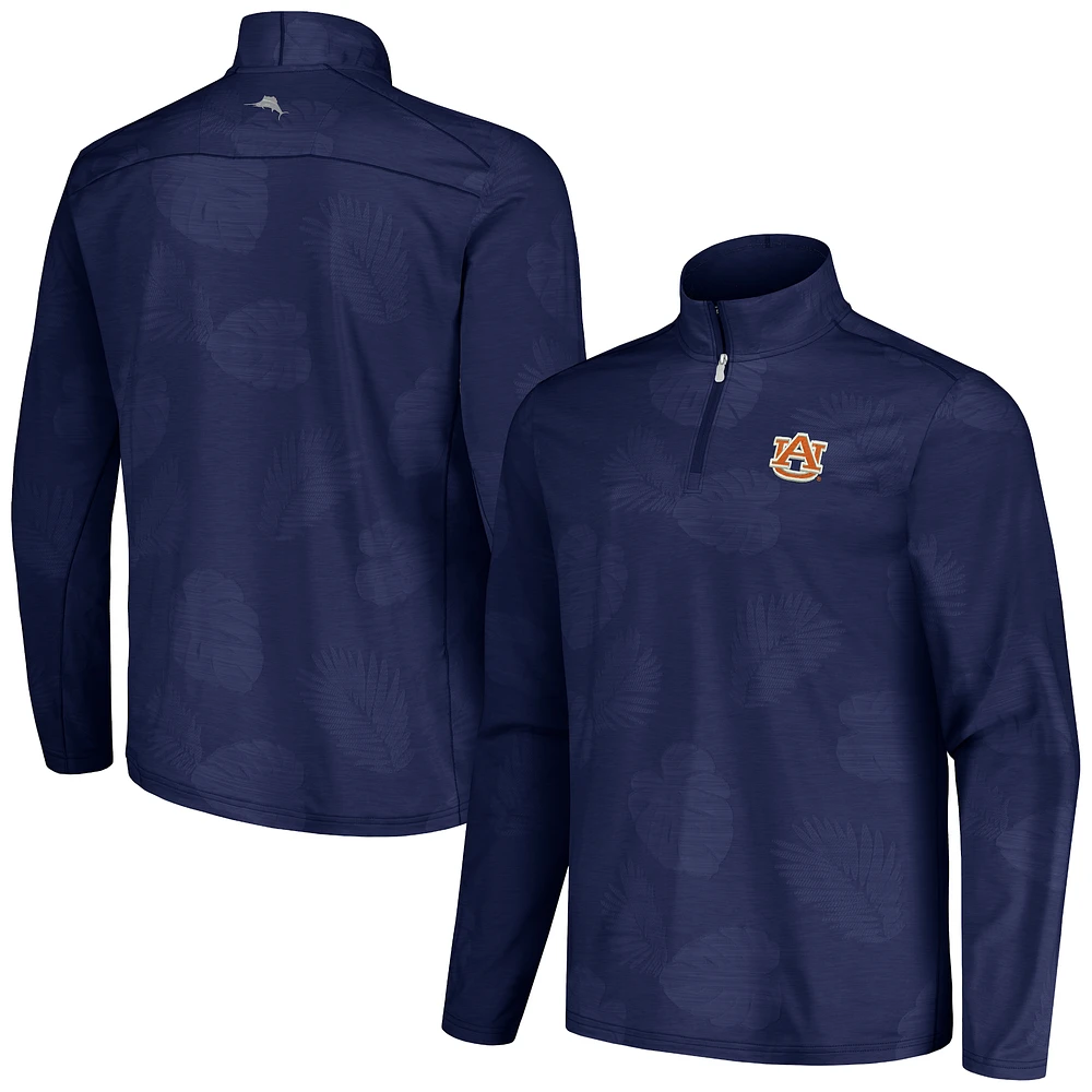 Men's Tommy Bahama Navy Auburn Tigers Delray Frond IslandZone Half-Zip Jacket