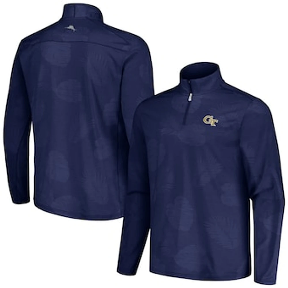 Men's Tommy Bahama Navy Georgia Tech Yellow Jackets Delray Frond IslandZone Half-Zip Jacket