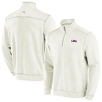 Men's Tommy Bahama Cream LSU Tigers Tobago Bay Half-Zip Tri-Blend Top