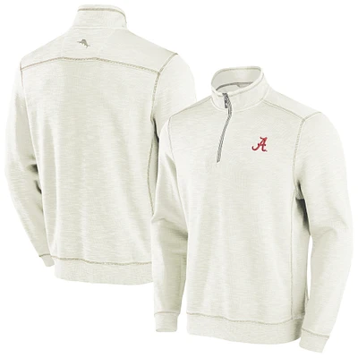 Men's Tommy Bahama Cream Alabama Crimson Tide Tobago Bay Half-Zip Tri-Blend Top