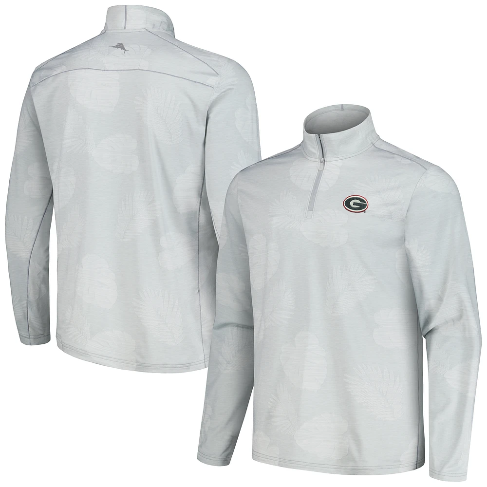 Men's Tommy Bahama Gray Georgia Bulldogs Delray Frond IslandZone Half-Zip Jacket