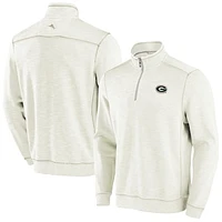 Men's Tommy Bahama Cream Georgia Bulldogs Tobago Bay Half-Zip Tri-Blend Top