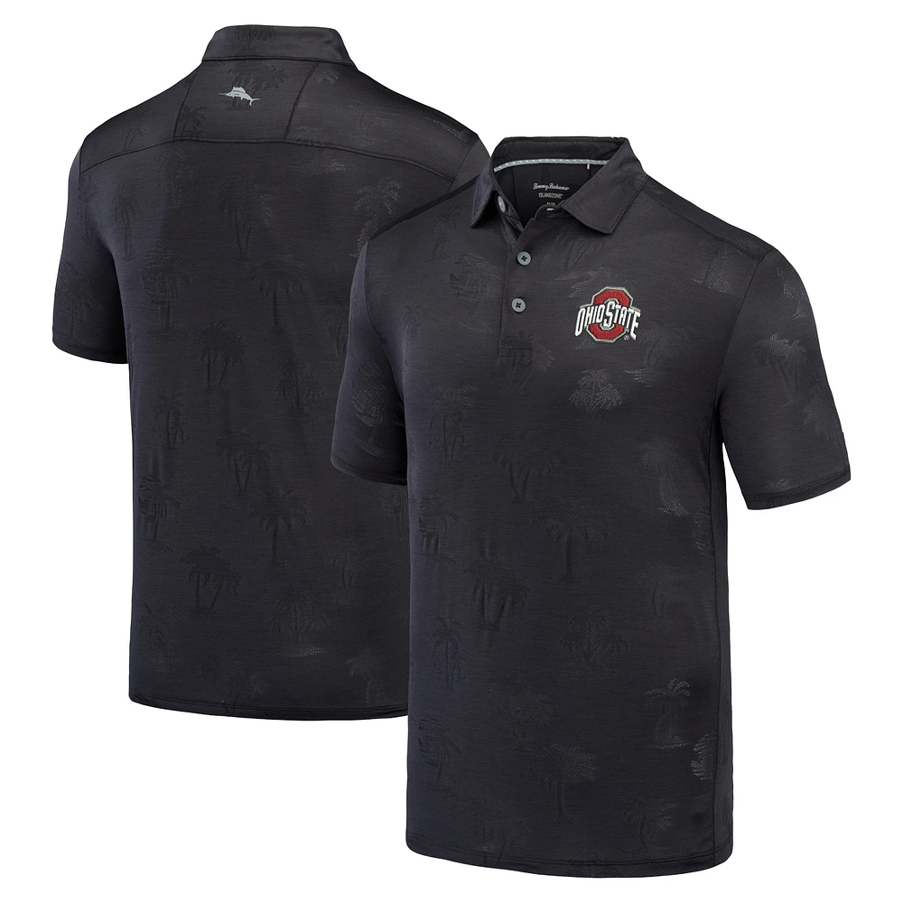 Men's Tommy Bahama Black Ohio State Buckeyes Sport Palm Coast Palmera IslandZone Polo