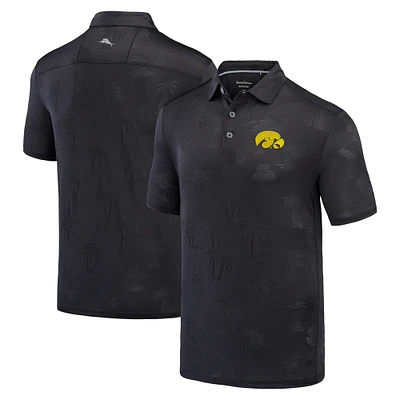 Men's Tommy Bahama Black Iowa Hawkeyes Sport Palm Coast Palmera IslandZone Polo