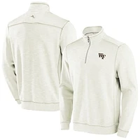 Men's Tommy Bahama Cream Wake Forest Demon Deacons Tobago Bay Half-Zip Tri-Blend Top