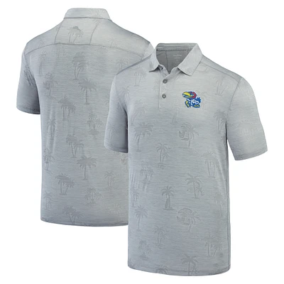 Men's Tommy Bahama Gray Kansas Jayhawks Sport Palm Coast Palmera IslandZone Polo