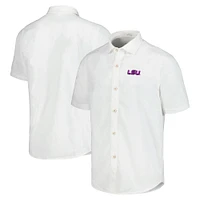 Men's Tommy Bahama White LSU Tigers Coconut Point Palm Vista IslandZone Camp Button-Up Shirt