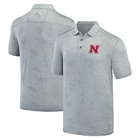 Men's Tommy Bahama Gray Nebraska Huskers Sport Palm Coast Palmera IslandZone Polo