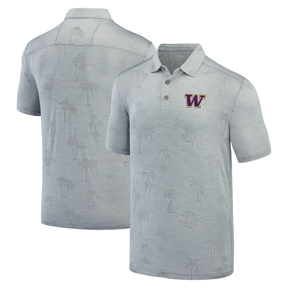 Men's Tommy Bahama Gray Washington Huskies Sport Palm Coast Palmera IslandZone Polo