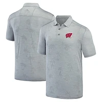 Men's Tommy Bahama Gray Wisconsin Badgers Sport Palm Coast Palmera IslandZone Polo