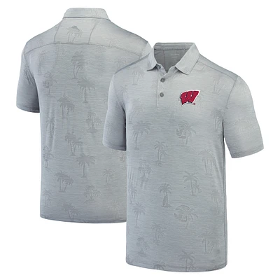 Men's Tommy Bahama Gray Wisconsin Badgers Sport Palm Coast Palmera IslandZone Polo