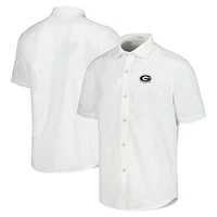 Men's Tommy Bahama White Georgia Bulldogs Coconut Point Palm Vista IslandZone Camp Button-Up Shirt