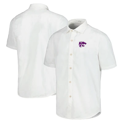 Men's Tommy Bahama White Kansas State Wildcats Coconut Point Palm Vista IslandZone Camp Button-Up Shirt