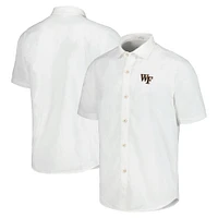 Men's Tommy Bahama White Wake Forest Demon Deacons Coconut Point Palm Vista IslandZone Camp Button-Up Shirt