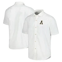 Men's Tommy Bahama White Appalachian State Mountaineers Coconut Point Palm Vista IslandZone Camp Button-Up Shirt