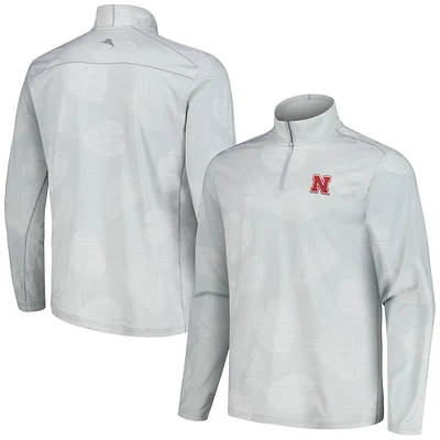 Men's Tommy Bahama Gray Nebraska Huskers Delray Frond IslandZone Half-Zip Jacket