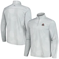 Men's Tommy Bahama Gray Ohio State Buckeyes Delray Frond IslandZone Half-Zip Jacket