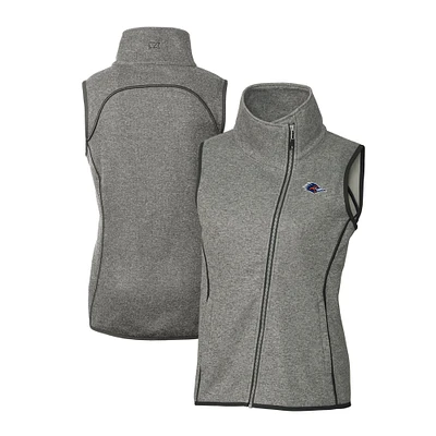 Women's Cutter & Buck  Gray UTSA Roadrunners Mainsail Sweater-Knit Full-Zip Asymmetrical Vest