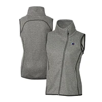 Women's Cutter & Buck  Gray UTSA Roadrunners Mainsail Sweater-Knit Full-Zip Asymmetrical Vest
