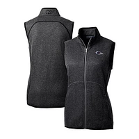 Women's Cutter & Buck  Charcoal UTSA Roadrunners Mainsail Sweater-Knit Full-Zip Vest