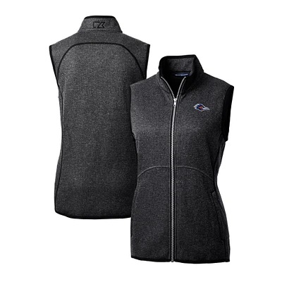 Women's Cutter & Buck  Charcoal UTSA Roadrunners Mainsail Sweater-Knit Full-Zip Vest