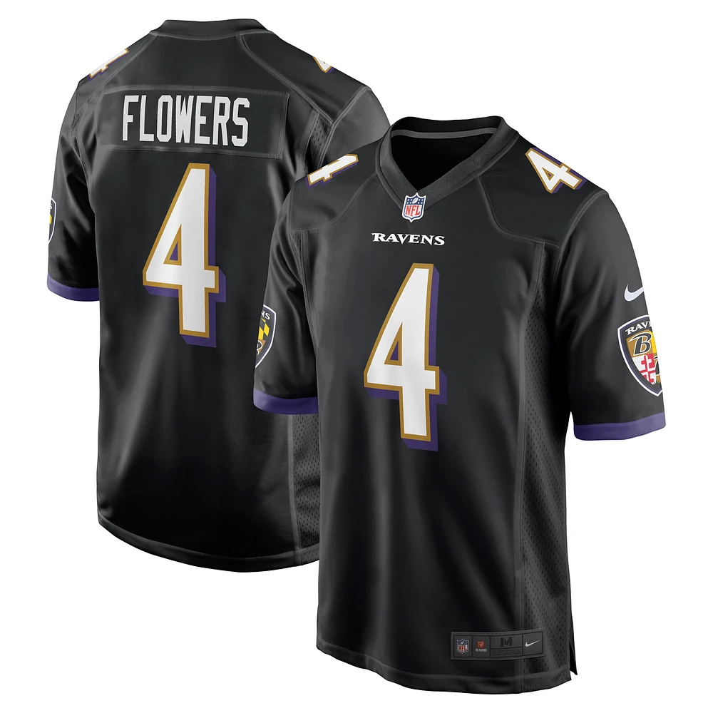 Men's Nike Zay Flowers Black Baltimore Ravens Team Game Jersey