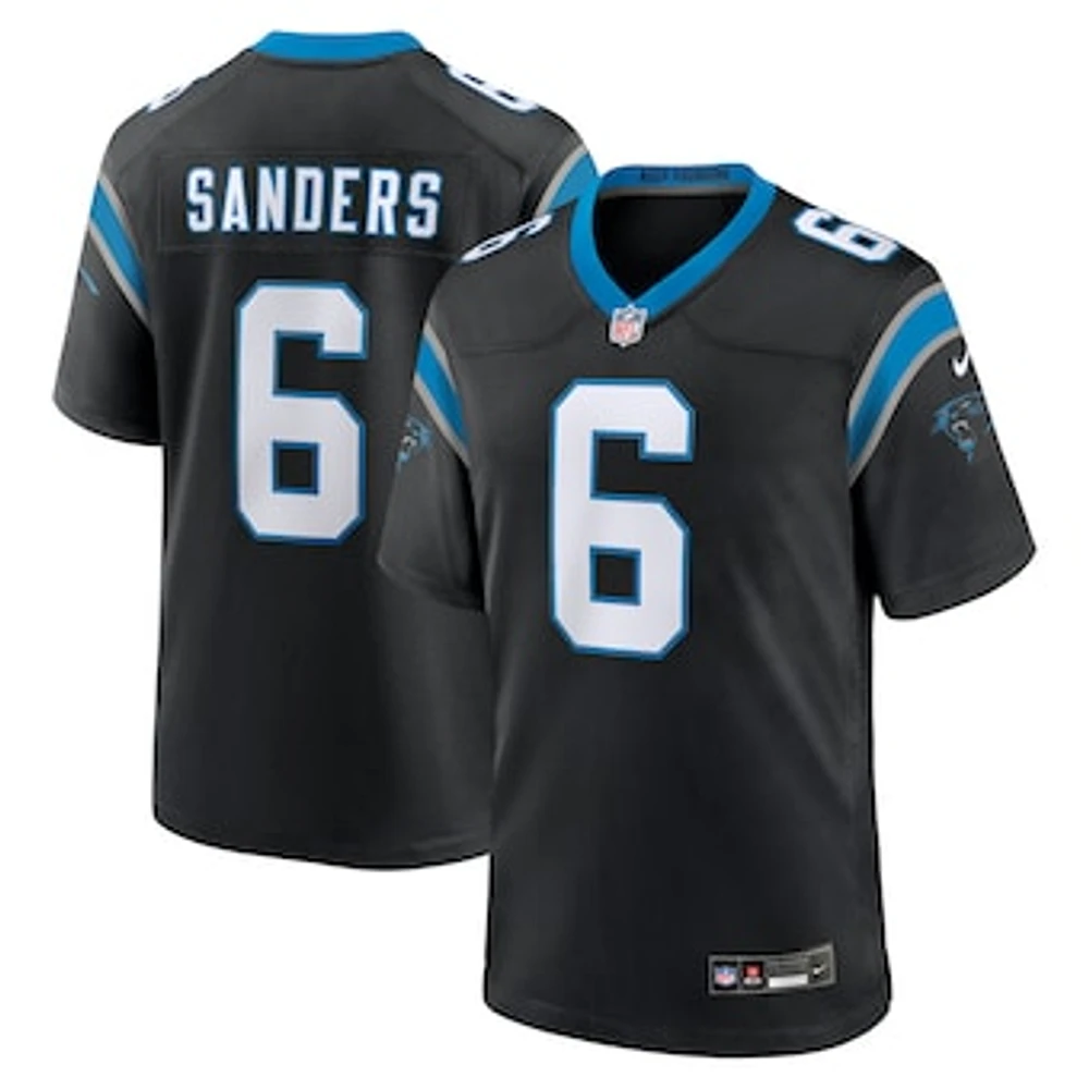 Men's Nike Miles Sanders Black Carolina Panthers Team Game Jersey