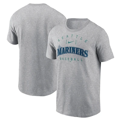 Men's Nike Heather Gray Seattle Mariners Home Team Athletic Arch T-Shirt