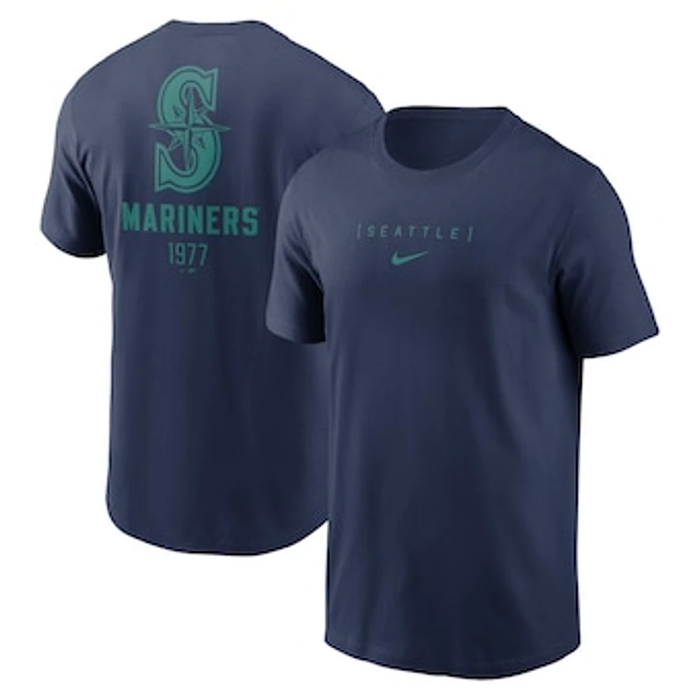 Men's Nike Navy Seattle Mariners Large Logo Back Stack T-Shirt