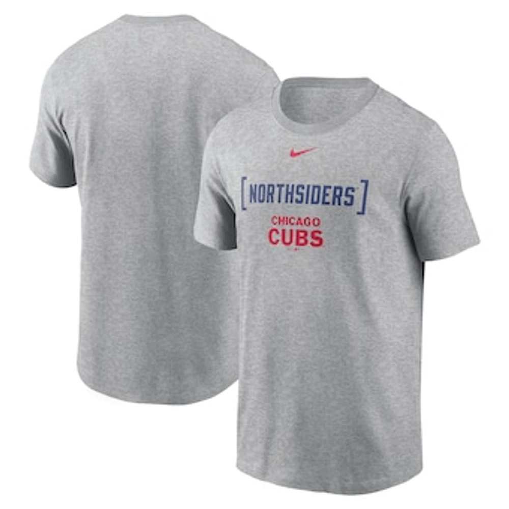 Men's Nike Heather Gray Chicago Cubs Bracket Team Phrase T-Shirt