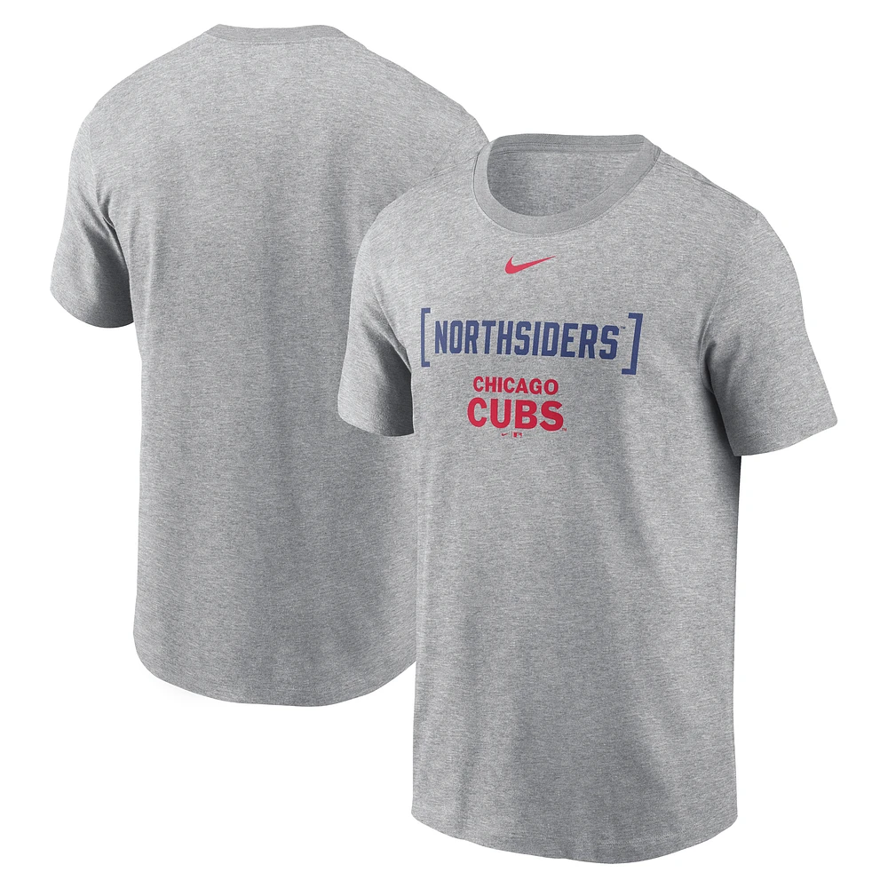 Men's Nike Heather Gray Chicago Cubs Bracket Team Phrase T-Shirt