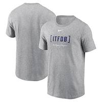 Men's Nike Heather Gray Los Angeles Dodgers Bracket Team Phrase T-Shirt