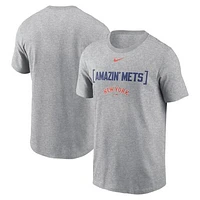 Men's Nike Heather Gray New York Mets Bracket Team Phrase T-Shirt