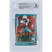 Jaylen Waddle Miami Dolphins 2021 Panini Donruss Optic Rated Rookie Orange Ink #208 Beckett Fanatics Witnessed Authenticated Rookie Card