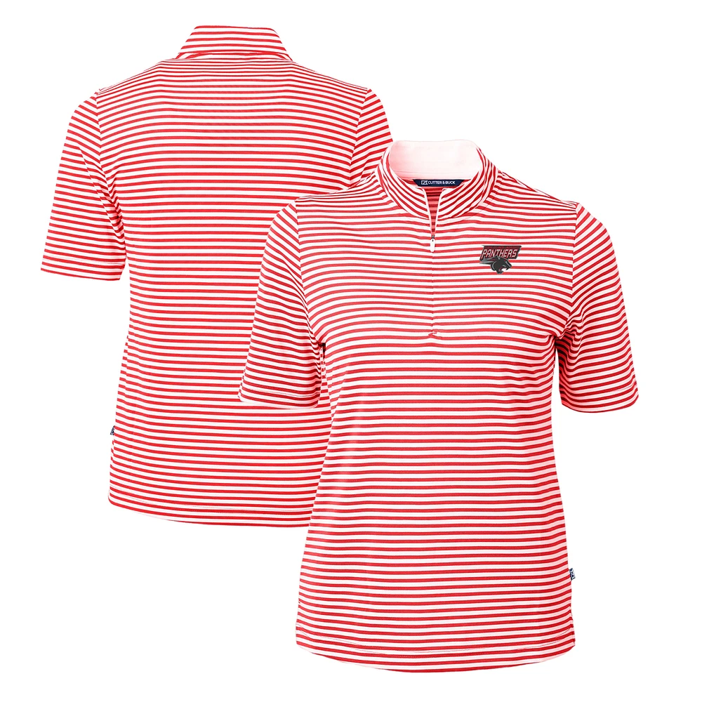 Women's Cutter & Buck Clark Atlanta University Panthers DryTec Virtue Eco Pique Stripe Recycled Polo