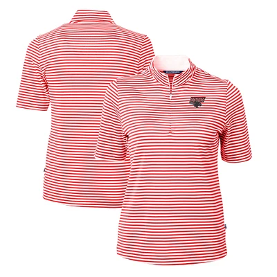 Women's Cutter & Buck Clark Atlanta University Panthers DryTec Virtue Eco Pique Stripe Recycled Polo