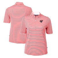 Women's Cutter & Buck Clark Atlanta University Panthers DryTec Virtue Eco Pique Stripe Recycled Polo