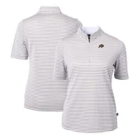 Women's Cutter & Buck  Gray Colorado Buffaloes DryTec Virtue Eco Pique Stripe Recycled Polo