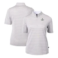 Women's Cutter & Buck  Gray Colorado State Rams DryTec Virtue Eco Pique Stripe Recycled Polo