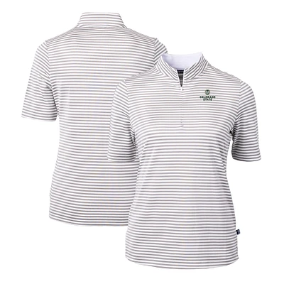 Women's Cutter & Buck  Gray Colorado State Rams DryTec Virtue Eco Pique Stripe Recycled Polo