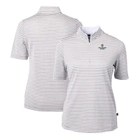 Women's Cutter & Buck  Gray Colorado State Rams DryTec Virtue Eco Pique Stripe Recycled Polo