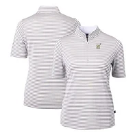 Women's Cutter & Buck Navy Midshipmen DryTec Virtue Eco Pique Stripe Recycled Polo