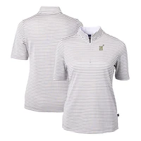 Women's Cutter & Buck Navy Midshipmen DryTec Virtue Eco Pique Stripe Recycled Polo