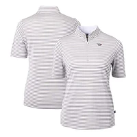 Women's Cutter & Buck  Gray North Carolina Central Eagles DryTec Virtue Eco Pique Stripe Recycled Polo