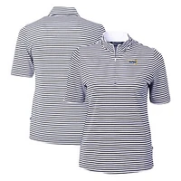 Women's Cutter & Buck  Navy Northern Arizona Lumberjacks DryTec Virtue Eco Pique Stripe Recycled Polo