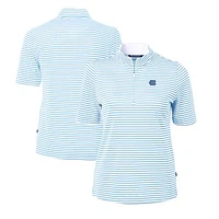 Women's Cutter & Buck  Powder Blue North Carolina Tar Heels DryTec Virtue Eco Pique Stripe Recycled Polo